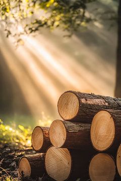 Scheiterhaufen im Sonnenlicht von Poster Art Shop