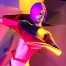 Figure virtuelle futuriste de femme 3d dans un monde virtuel numérique de rêve sur Pat Bloom - Moderne 3D, abstracte kubistische en futurisme kunst Aperçu