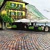 Limone sul Garda | Piazza Garibaldi | Italy | Watercolour painting by WatercolorWall