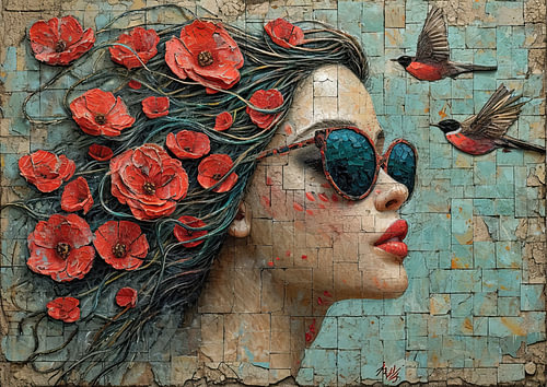 Mohnblume Frau | Mohnblumen-Sonnenbrille von Kunst Laune