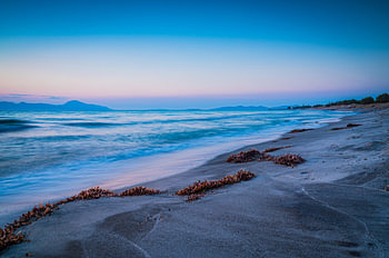 Zonsondergang op het strand op het eiland Kos