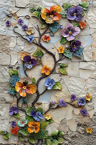 bloemen tegen de muur