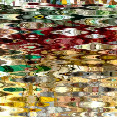Ondoorgrondelijke reflectie in rood-groen-geel en goud