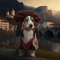 Hond in Franse kleding Middeleeuwen