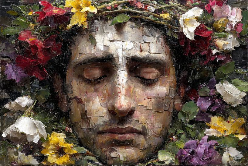 portrait man with flowers by Egon Zitter