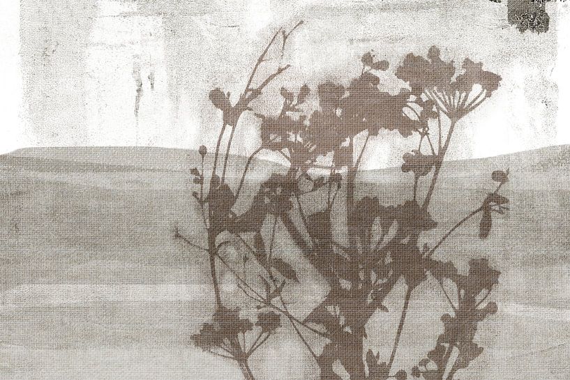 Minimalist Flowers in Soft Browns on Linen by Dina Dankers
