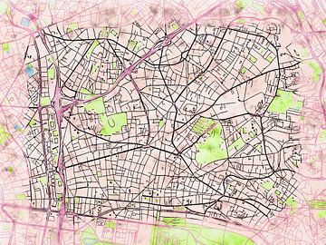 Kaart van Montreuil in de stijl 'Soothing Spring' van Maporia