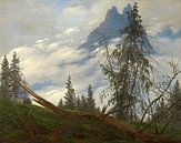 Mountain peak with floating clouds, Caspar David Friedrich - ca. 1835 by Het Archief thumbnail