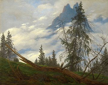Bergtop met drijvende wolken, Caspar David Friedrich - ca. 1835