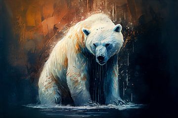 A polar bear comes out of the water by Whale & Sons