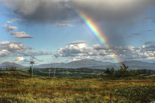 Rainbow in Blåsjöfjälls Nature Reserve at Vildmarksvägen by Hagalnaudir
