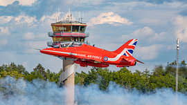 One of the seven aircraft in the Red Arrows.