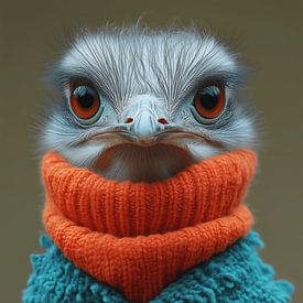 Struisvogel gekleed voor de winter van Ton Kuijpers