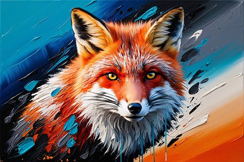 Kleurrijk expressief vos schilderij