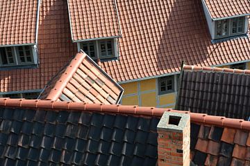 Uitzicht op de daken van de historische oude binnenstad van Quedlinburg van Heiko Kueverling