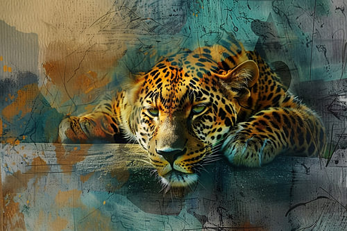 Surrealistic vibrant leopard art
