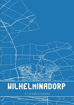 Blauwdruk | Landkaart | Wilhelminadorp (Zeeland) van MijnStadsPoster