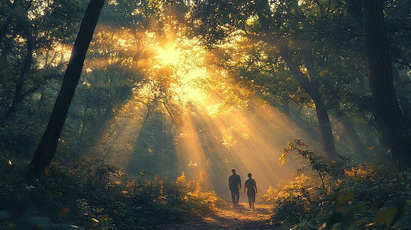olieverf schilderij mensen in het bos van Egon Zitter