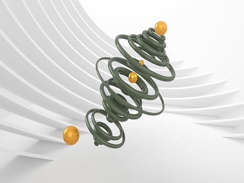 Spirale verte avec des billes jaunes