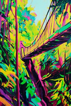 Hängende Brücke Dschungel von Poster Art Shop