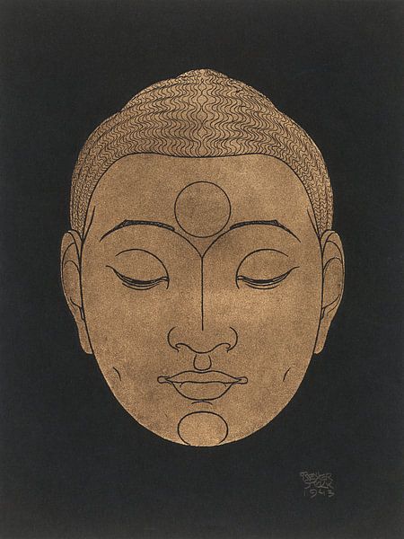 Hoofd van Boeddha van Apolo Prints