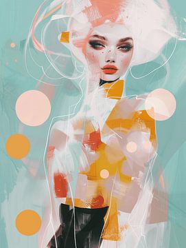 Modern en abstract portret in frisse kleuren. van Carla Van Iersel