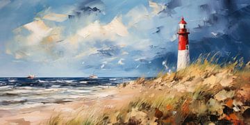 Phare sur une plage agitée sur ARTemberaubend