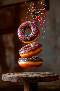 Drijvende donuts met kleurrijke hagelslag van Poster Art Shop