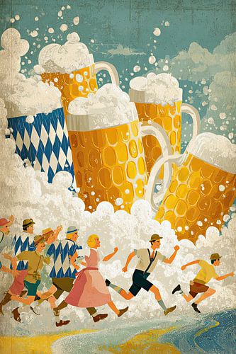 Oktoberfest Beer Flood – Retro Beieren Poster