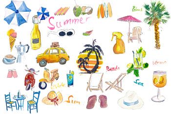 Illustrations Allégorie de l'été - Meilleurs souvenirs de vacances