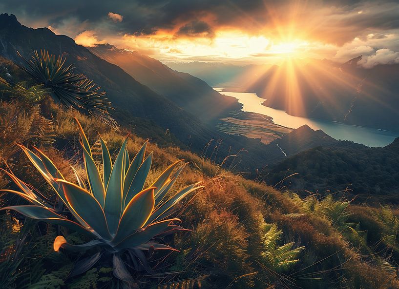 Berglicht zur Morgendämmerung von fernlichtsicht