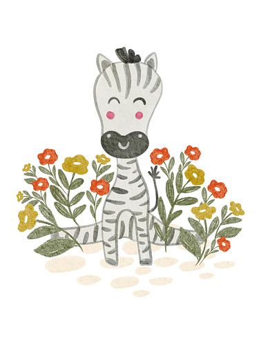 Zebra in bloementuin