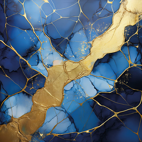 Abstacte kunst in Japanse kintsugi stijl