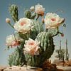 Cactus en fleur fleurs roses désert surréaliste paysage de sable sur gm_designs