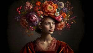 Fleur muse hommage à la jeune fille à la boucle d'oreille perlée