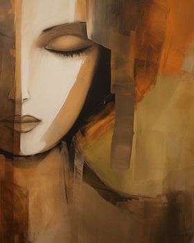 Portrait abstrait moderne d'une femme dans les tons de terre