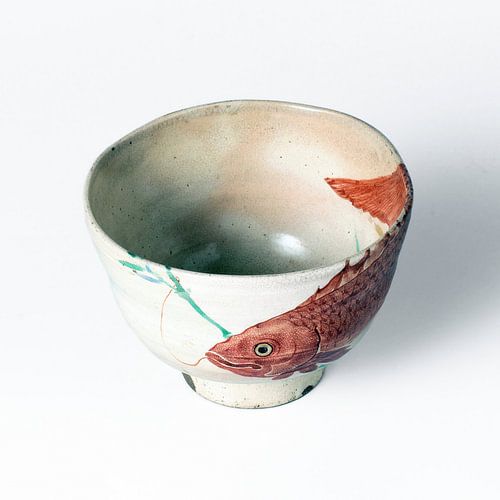 Japanse theekom voor geluk en voorspoed uit midden 1800 [bovenaanzicht]