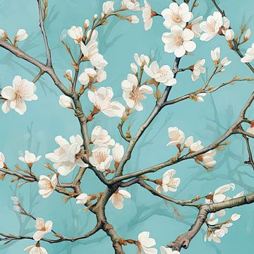 Sakura bloesem tak lente natuur kunst print van Vlindertuin Art