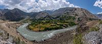 Panorama Pyandz Rivier Tajikistan van Daan Kloeg thumbnail