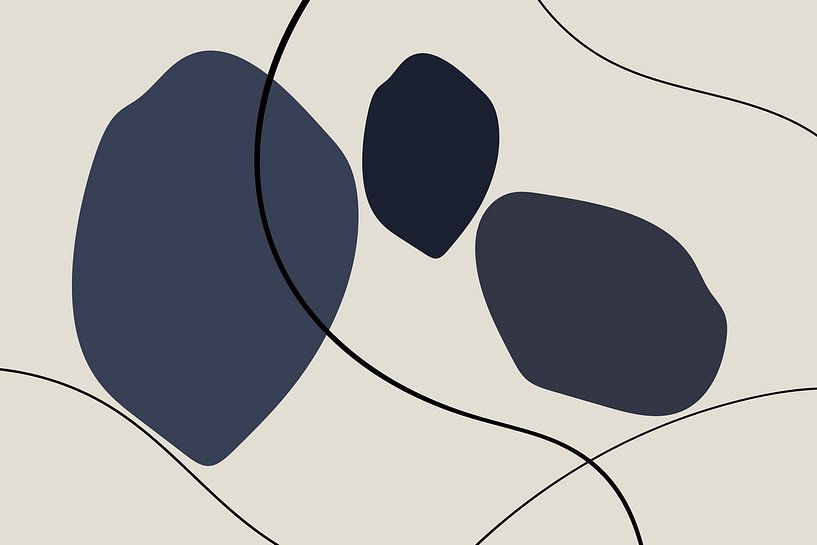 Organic Japandi shapes in neutral colours by Mad Dog Art