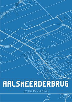 Blauwdruk | Landkaart | Aalsmeerderbrug (Noord-Holland) van Rezona