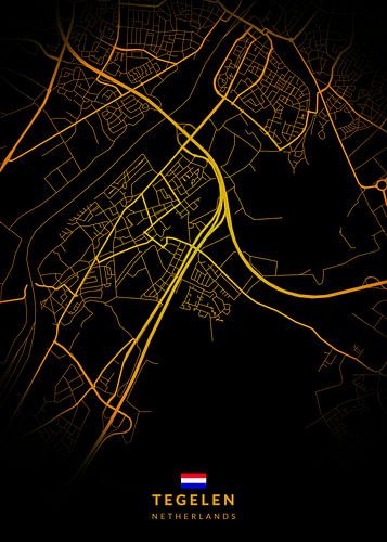 Tegelen Stadsplattegrond Modern Zwartgoud
