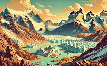 Vintage Argentinien, Patagonien Gletscher Poster von Chromatic Fusion Studio