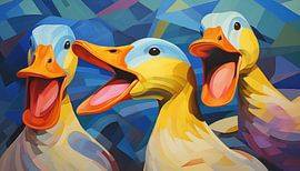 Happy ducks abstract panorama by TheXclusive Art