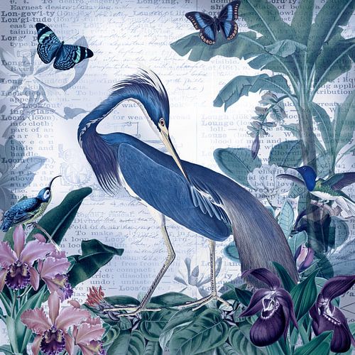 Blauw uur met blauwe reiger