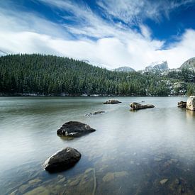 Rocky Mountain mountain lake in winter by Monique Pouwels