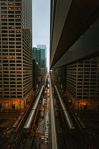 Reflet du métro de Chicago.