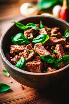 Tender beef with fresh basil by Poster Art Shop