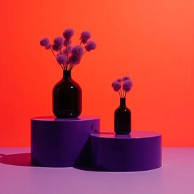Modern bloemstilleven in heldere kleuren van Mad Dog Art