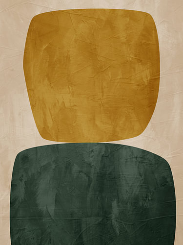 Moderne abstracte kunst, organisch en minimalistisch, in natuurlijke groene tinten